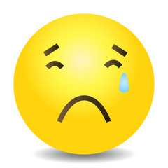 Vector Single Yellow Emoticon - Crying Face