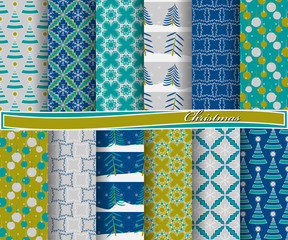 set of Christmas abstract paper with decorative shapes and design elements for scrapbook