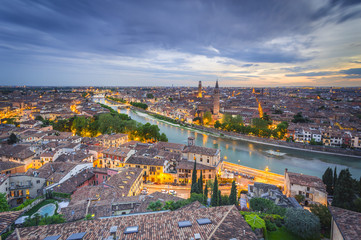 Obraz premium Verona, Veneto, Italy. The old city of Verona during sunset.