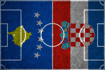 football match Kosovo - Croatia. 2018 FIFA World Cup qualifying matches.