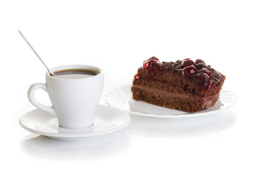 coffee and cake with cherries