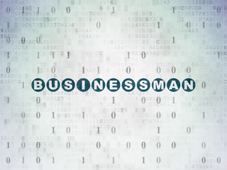 Business concept: Businessman on Digital Data Paper background