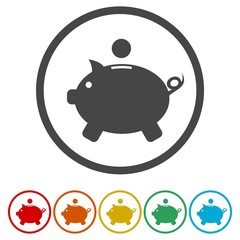 Vector piggy bank flat circle icon