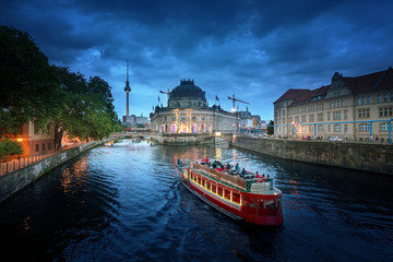 Obraz premium Museum Island on Spree river and Tv Tower view, Berlin