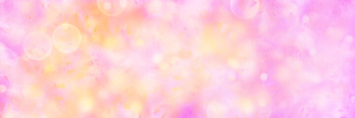bright fluffy bokeh effects banner in shades of white, pink and orange