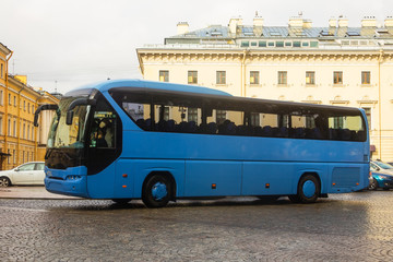 Sightseeing bus in city
