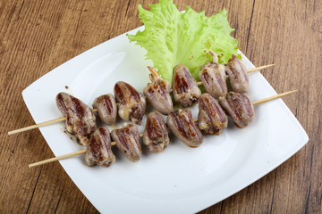 Chicken hearts skewer