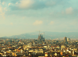 Fototapeta na wymiar Barcelona in sunset time, Spain