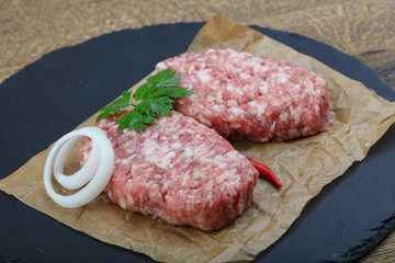Raw burget cutlet