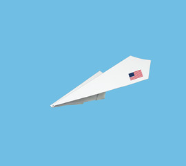 Fototapeta na wymiar Plane made from paper with flag.