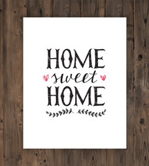 Hand lettering quote about home