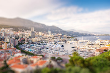 Cityscape view on the bay with luxury yachts on the french riviera in Monte Carlo in Monaco