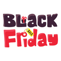 Black Friday icon in cartoon style isolated on white background. Purchase symbol vector illustration