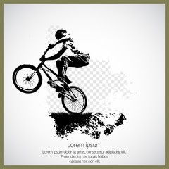 Fototapeta na wymiar Bmx cyclist vector illustration. Bmx sport art. Bmx jump.