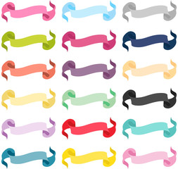 Ribbon scroll banner multicolor set
