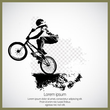 Bmx cyclist vector illustration. Bmx sport art. Bmx jump.