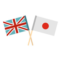 Flag of United Kingdom and Japan icon in flat style isolated on white background. State symbol vector illustration