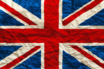Great Britain flag. Crumpled paper GB flag background