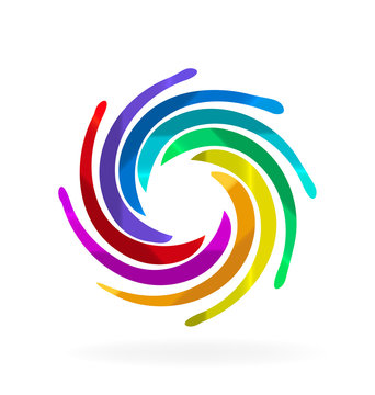 Rainbow swirly waves logo