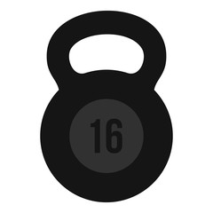 Weight sixteen pounds icon in flat style isolated on white background. Sport symbol vector illustration