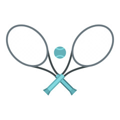 Tennis racket and ball icon in flat style isolated on white background. Sport symbol vector illustration