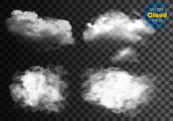 Set of transparent different clouds. Vector illustration EPS 10