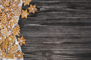 Christmas background on wooden surface