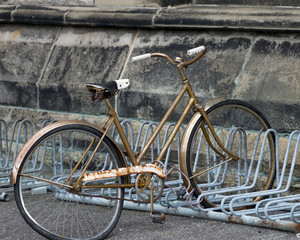 Fototapeta na wymiar Bicycle parked on Parliament Hill, Ottawa, Ontario, Canada