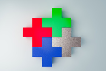 Obraz premium 3D rendering of colorful puzzle pieces