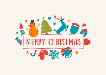 Merry Christmas decoration and card design. Happy New Year