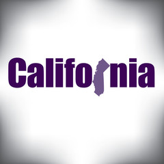 The California shape is within the California name in this state graphic   