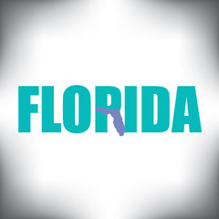 The Florida shape is within the Florida name in this state graphic   