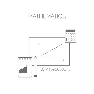 Mathematics icon. Flat design minimalistic vector illustration