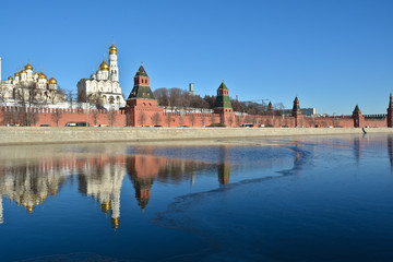 The Moscow Kremlin and Moscow river.