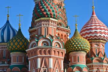 Domes of St. Basil's Cathedral on red square.