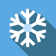 Snowflake icon in flat style isolated with long shadow vector illustration