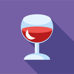 Red wine in glass icon in flat style isolated with long shadow vector illustration