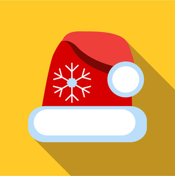 Santa hat icon in flat style isolated with long shadow vector illustration