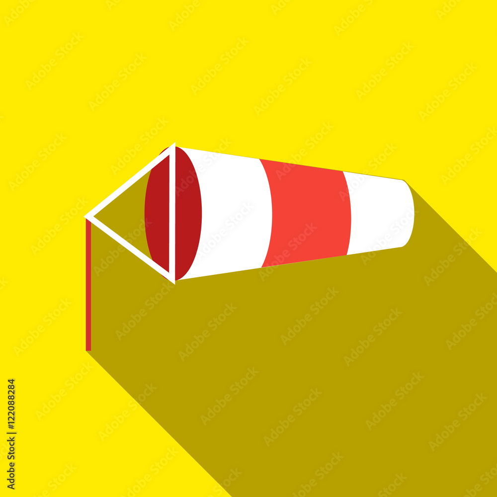 Poster windsock inflated by wind icon in flat style isolated with long shadow vector illustration