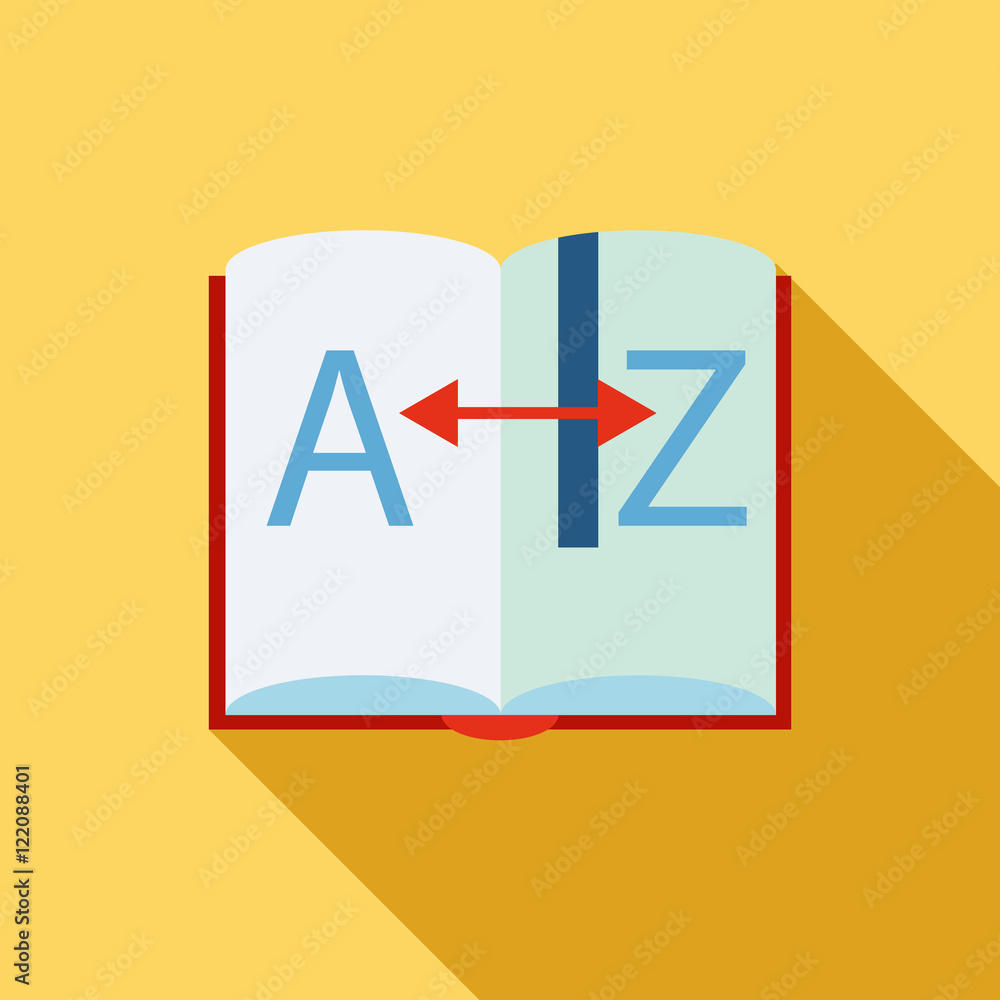 Poster learning foreign languages icon in flat style isolated with long shadow vector illustration