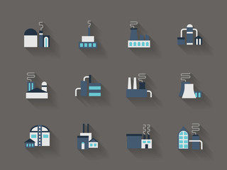 Architecture of industry flat color vector icons