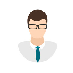 Avatar icon. man with glasses in a shirt and tie flat icon