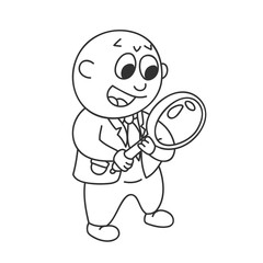 businessman with a magnifying glass. man looking through a magnifying glass