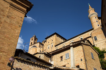Old buildings and their roofs in Urbino, Marche, Italy
