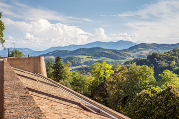 Fototapeta na wymiar Marche hills from Urbino's wall