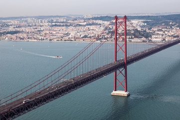 View of 25 de Abril Bridge from Almada (Lisbon, Portugal)