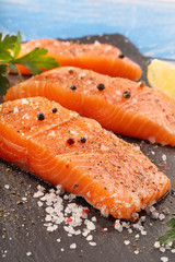 Fresh salmon with herbs and spices