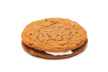 Oatmeal Sandwich Cookies Isolated on a White Background
