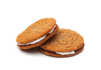 Oatmeal Sandwich Cookies Isolated on a White Background