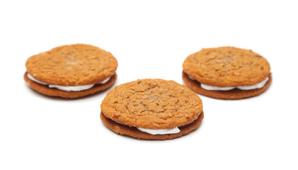 Oatmeal Sandwich Cookies Isolated on a White Background